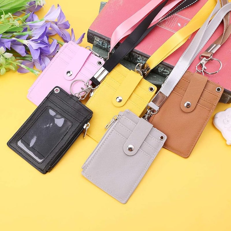 Yellow Credit Card Holder Neck Lanyard Hard Case ID Badge Coin Purse for Business Office Exhibition - Image 4